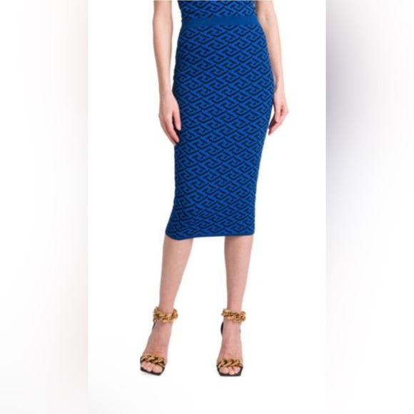 VERSACE NWT La Greca Print Midi Skirt and Top Set - Picture 11 of 15